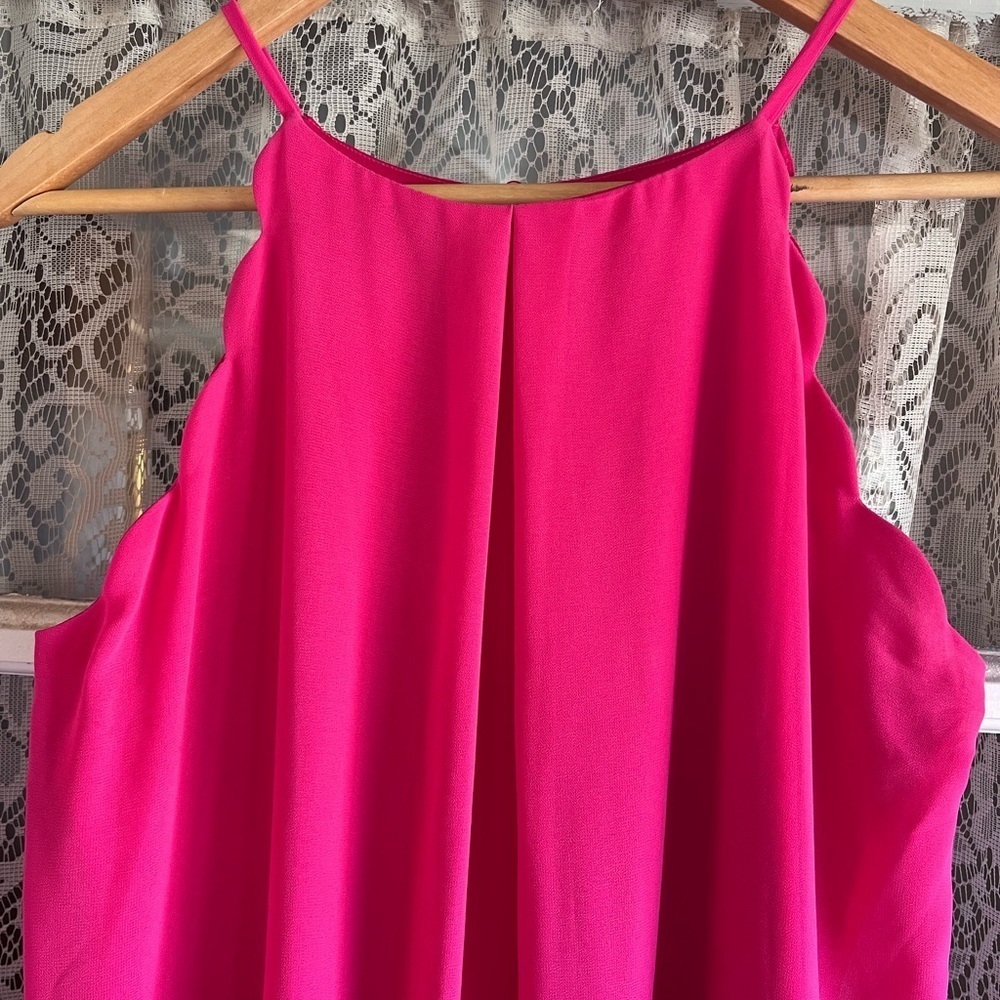 Hot Pink Scallop Neck Lined Mini Dress M